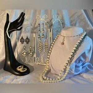Pearly White Costume Jewelry Lot 10 Pieces